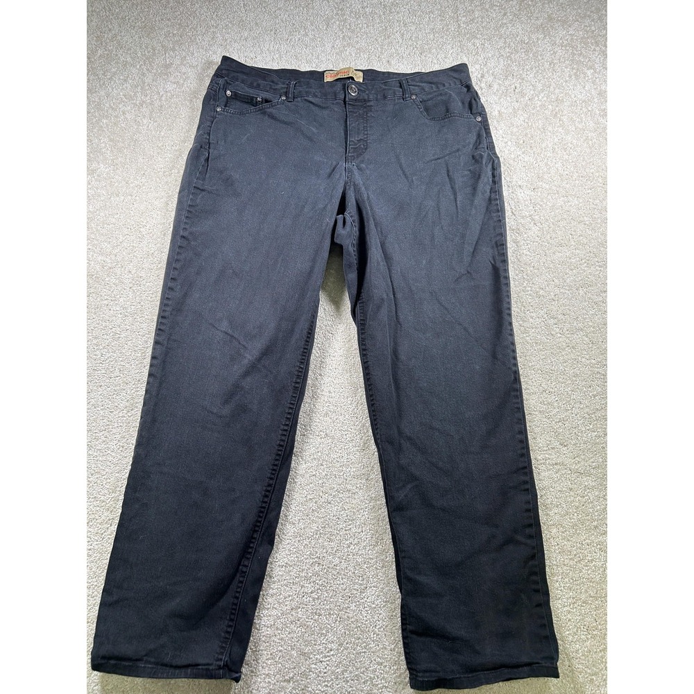 Classic Stretch Jeans Womens 20W Black‎ Denim Straight Leg Mid Rise Pants J39599